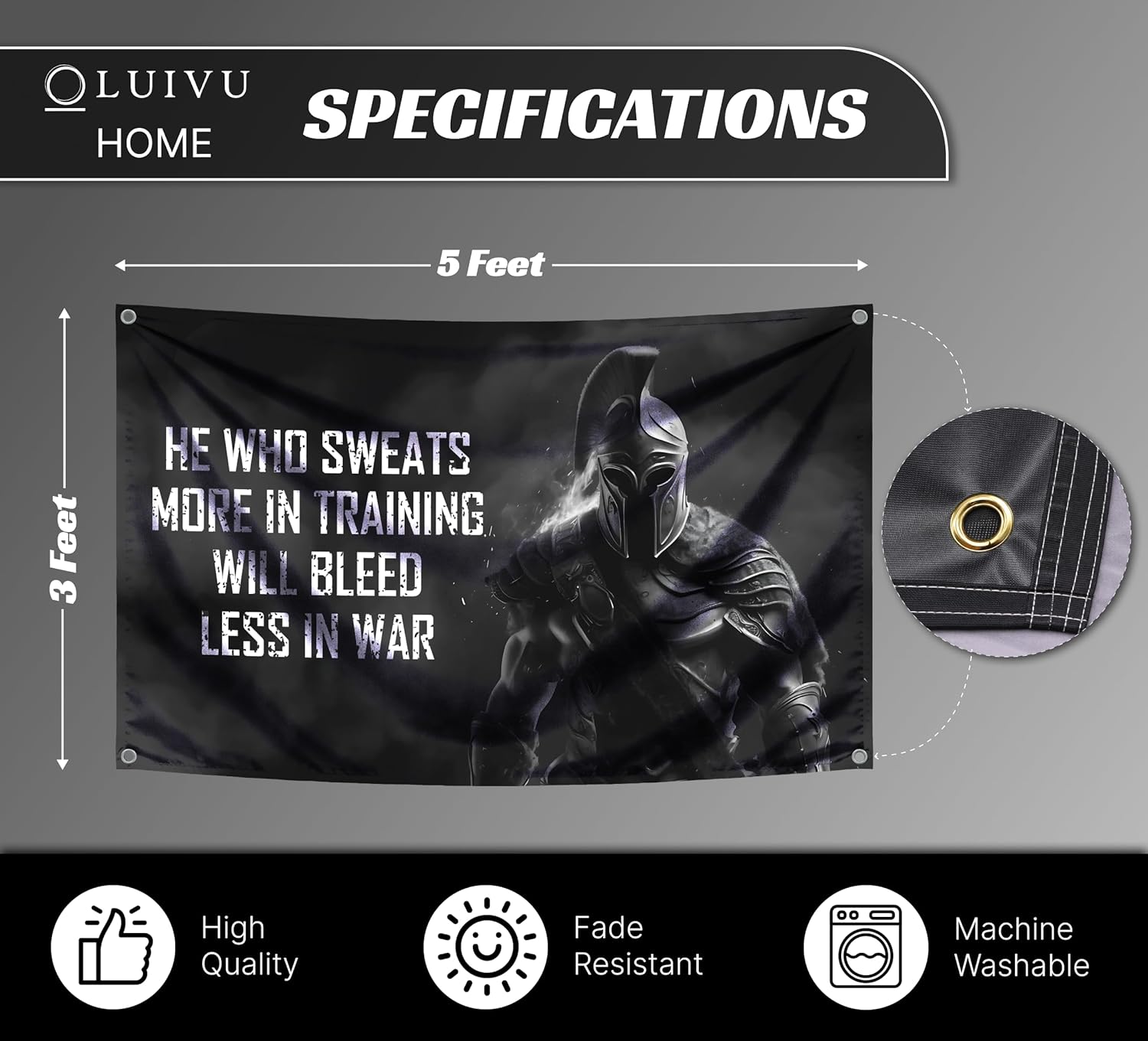 Motywacyjna flaga Spartan - Cy – Home Improvement Quotes recenzja i cena